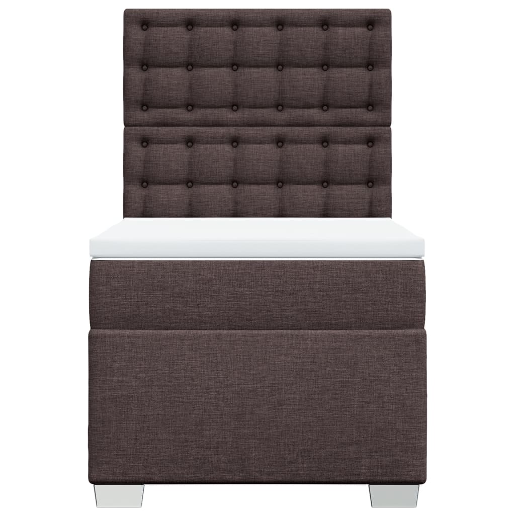 vidaXL Κρεβάτι Boxspring με Στρώμα Σκούρο Καφέ 90x200 εκ. Υφασμάτινο