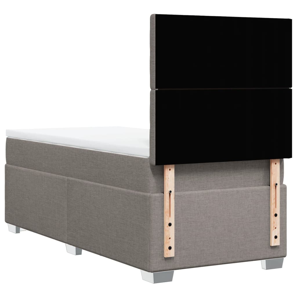 vidaXL Κρεβάτι Boxspring με Στρώμα Taupe 90x200 εκ. Υφασμάτινο