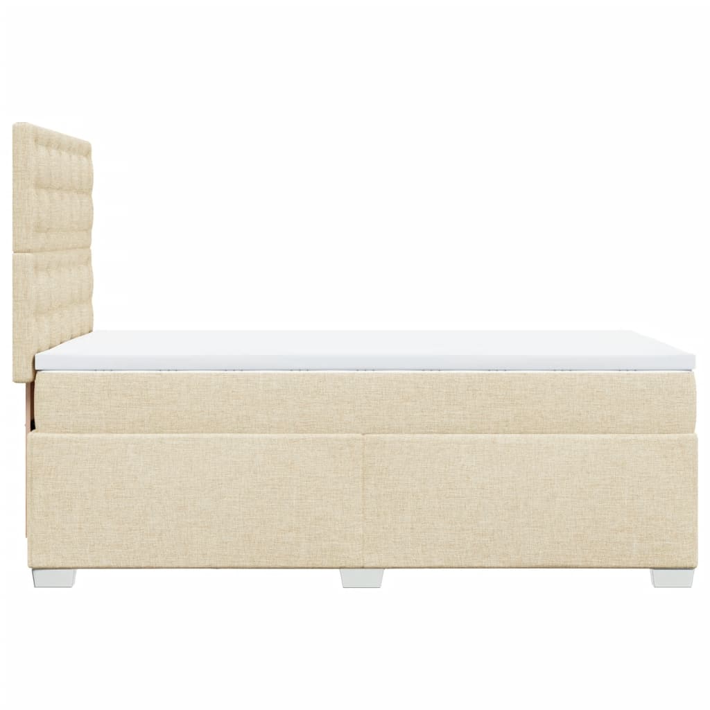 vidaXL Κρεβάτι Boxspring με Στρώμα Κρεμ 90x200 εκ.Υφασμάτινο