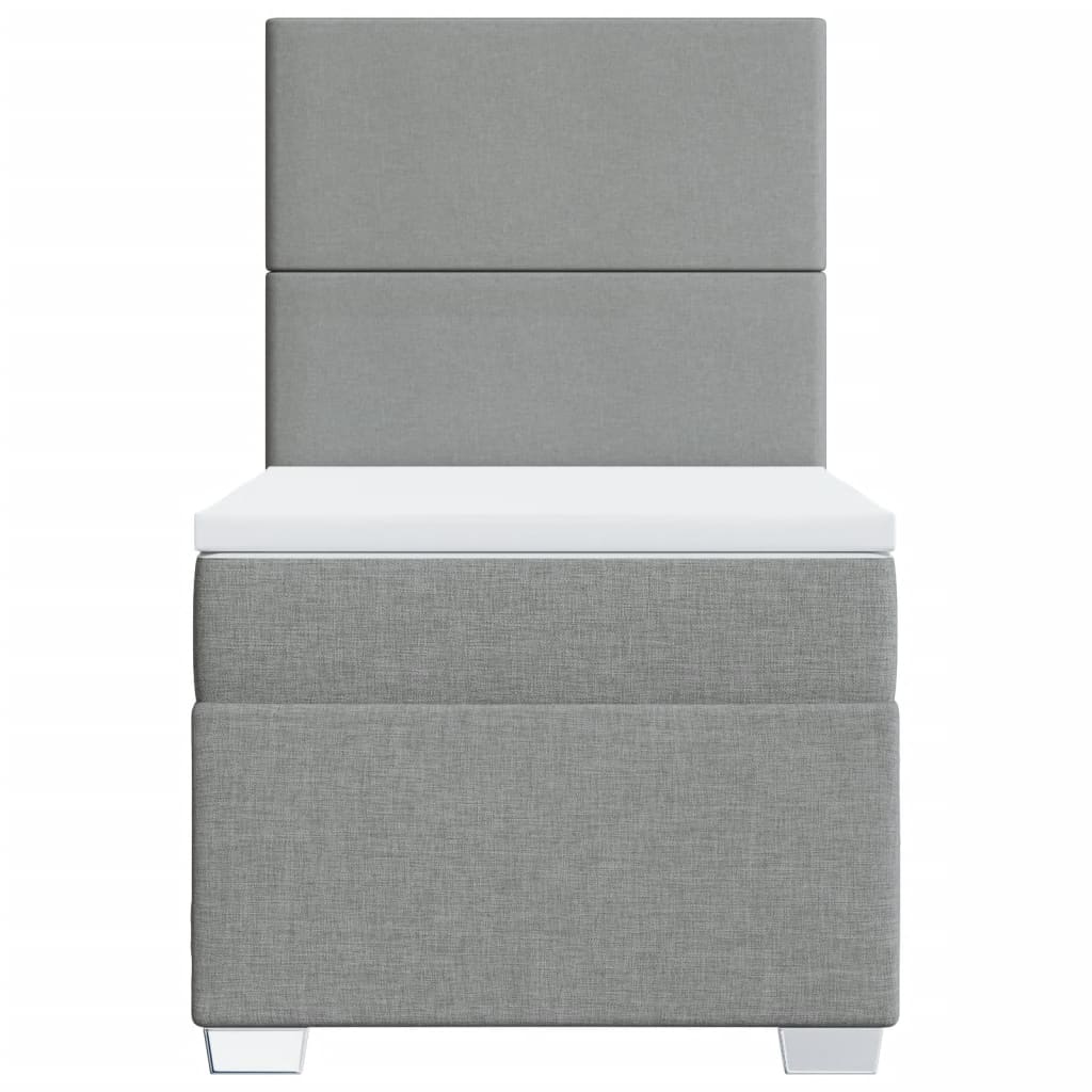 vidaXL Κρεβάτι Boxspring με Στρώμα Ανοιχτό Γκρι 100x200 εκ. Υφασμάτινο