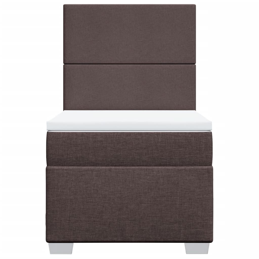 vidaXL Κρεβάτι Boxspring με Στρώμα Σκούρο Καφέ 100x200 εκ. Υφασμάτινο