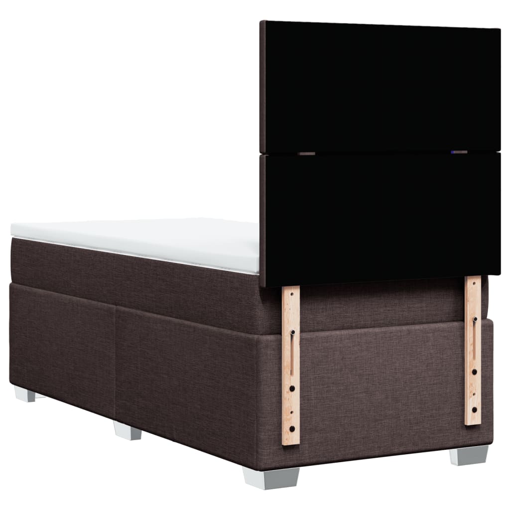 vidaXL Κρεβάτι Boxspring με Στρώμα Σκούρο Καφέ 100x200 εκ. Υφασμάτινο