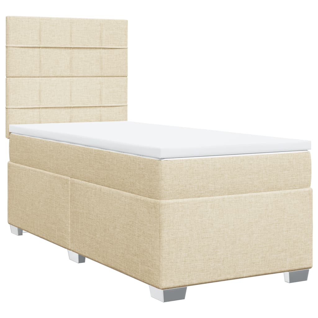 vidaXL Κρεβάτι Boxspring με Στρώμα Κρεμ 100 x 200 εκ. Υφασμάτινο