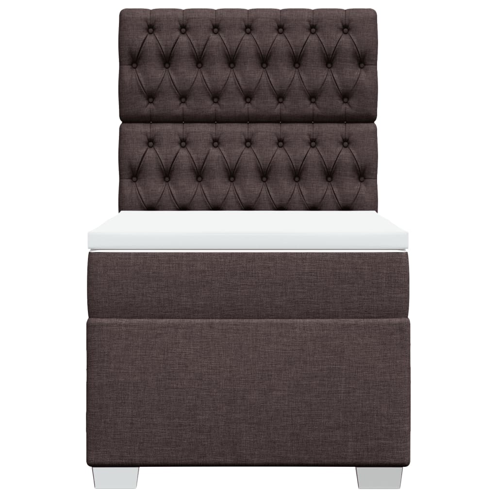 vidaXL Κρεβάτι Boxspring με Στρώμα Σκούρο Καφέ 100x200 εκ. Υφασμάτινο