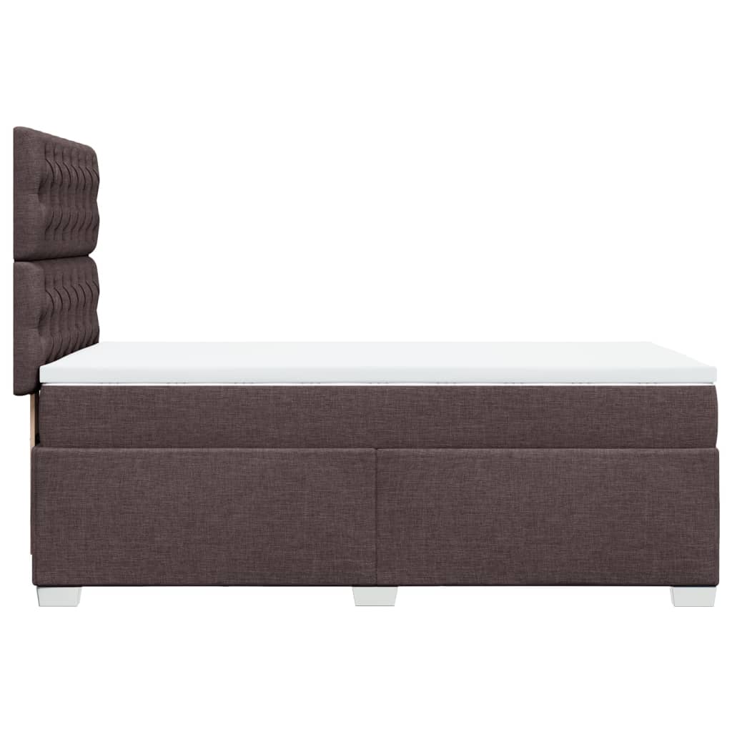 vidaXL Κρεβάτι Boxspring με Στρώμα Σκούρο Καφέ 100x200 εκ. Υφασμάτινο