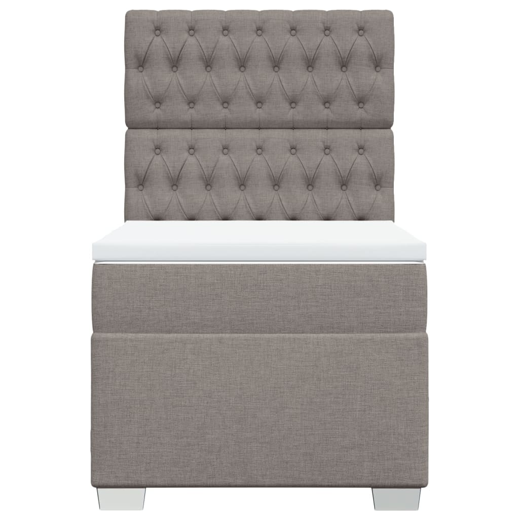 vidaXL Κρεβάτι Boxspring με Στρώμα Taupe 100 x 200 εκ. Υφασμάτινο