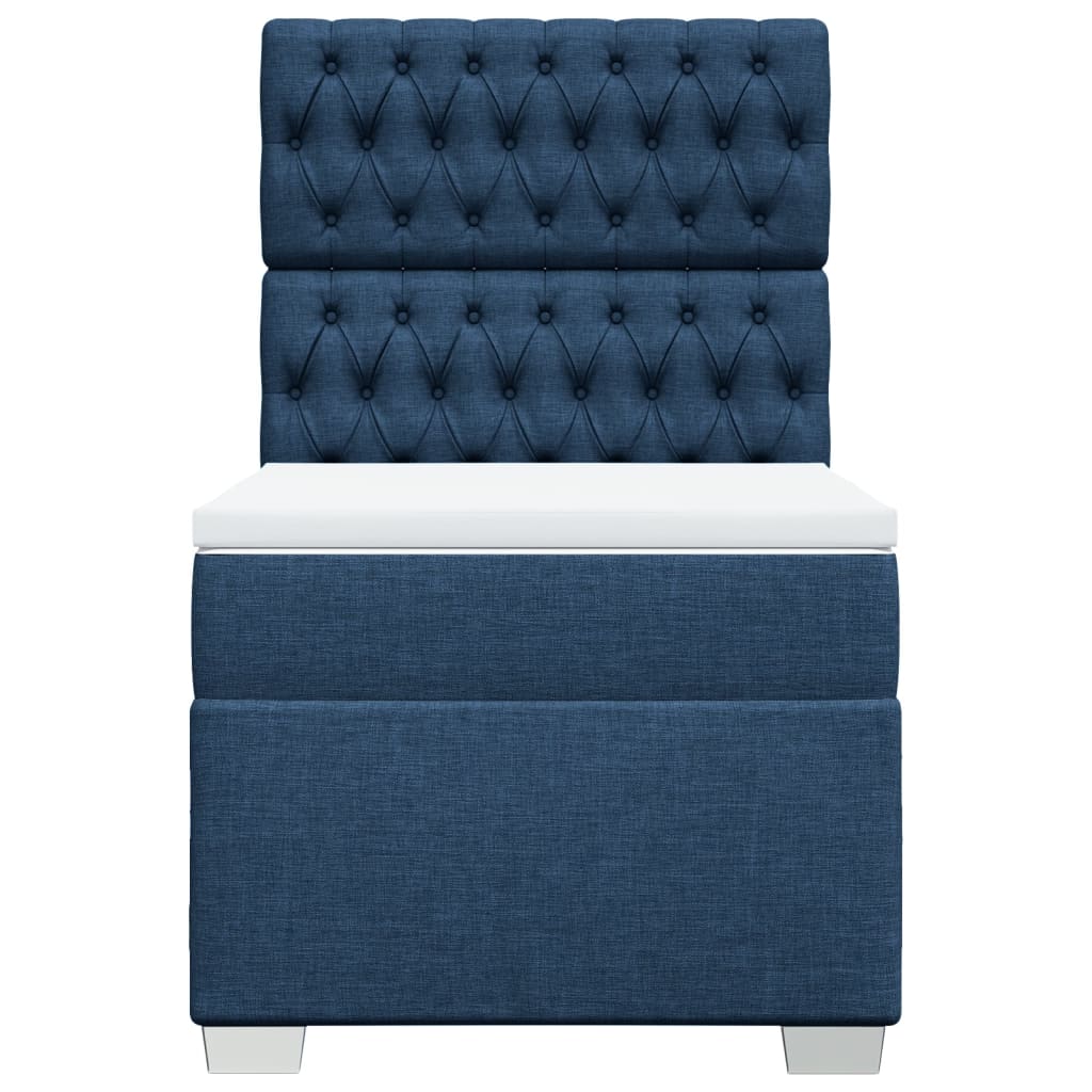 vidaXL Κρεβάτι Boxspring με Στρώμα Μπλε 100 x 200 εκ. Υφασμάτινο