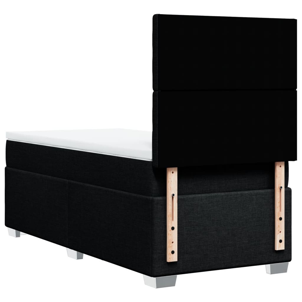 vidaXL Κρεβάτι Boxspring με Στρώμα Μαύρο 100 x 200 εκ. Υφασμάτινο