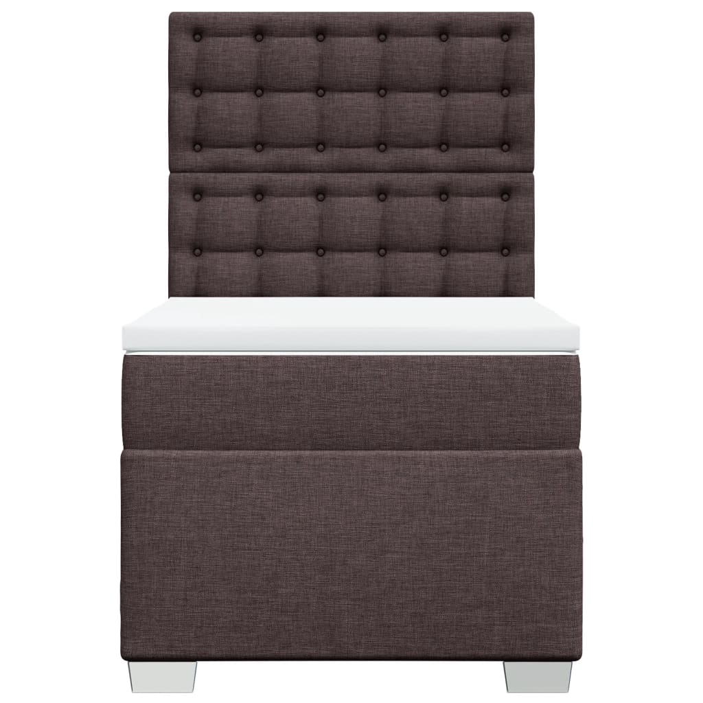 vidaXL Κρεβάτι Boxspring με Στρώμα Σκούρο Καφέ 100x200 εκ. Υφασμάτινο