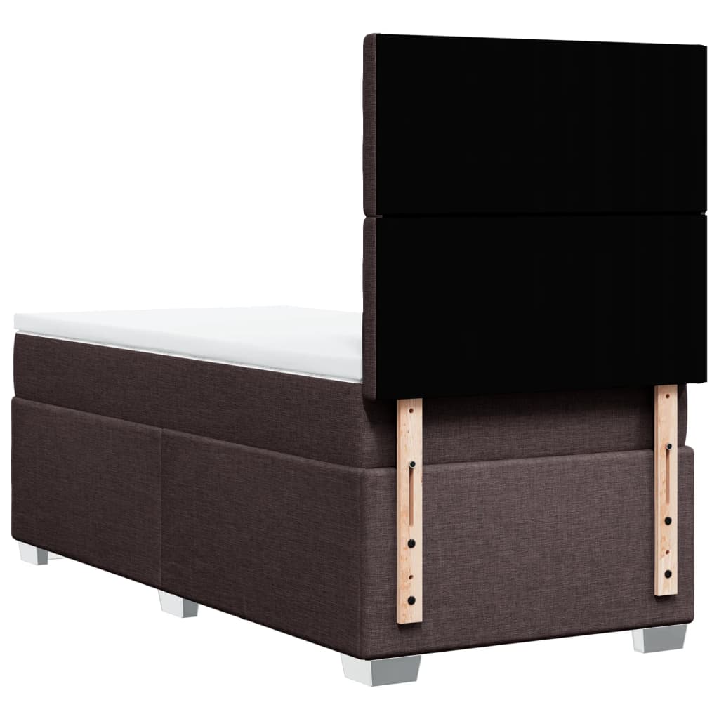 vidaXL Κρεβάτι Boxspring με Στρώμα Σκούρο Καφέ 100x200 εκ. Υφασμάτινο