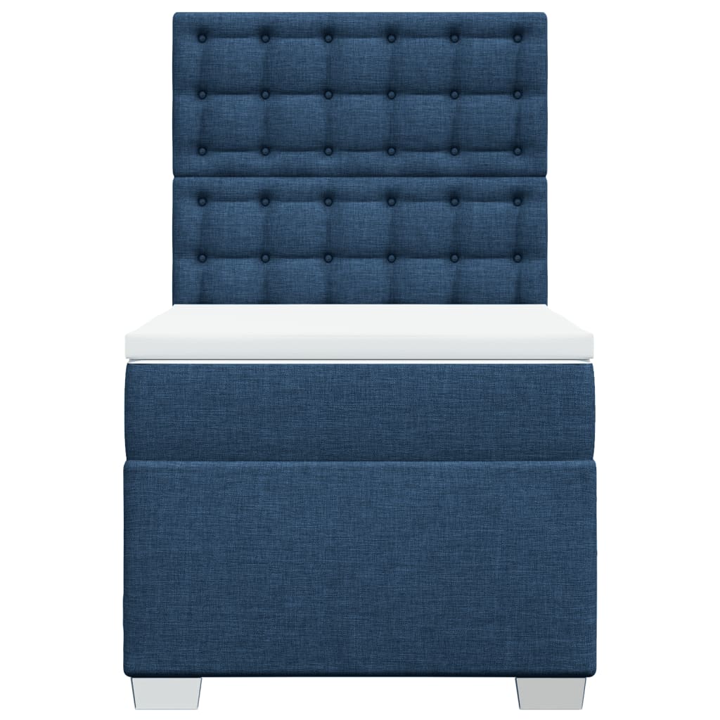 vidaXL Κρεβάτι Boxspring με Στρώμα Μπλε 100 x 200 εκ. Υφασμάτινο