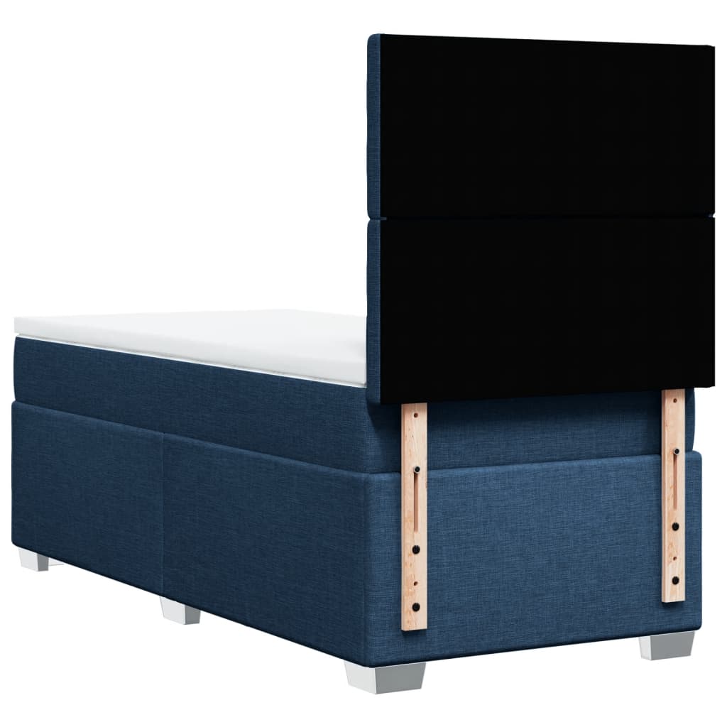 vidaXL Κρεβάτι Boxspring με Στρώμα Μπλε 100 x 200 εκ. Υφασμάτινο