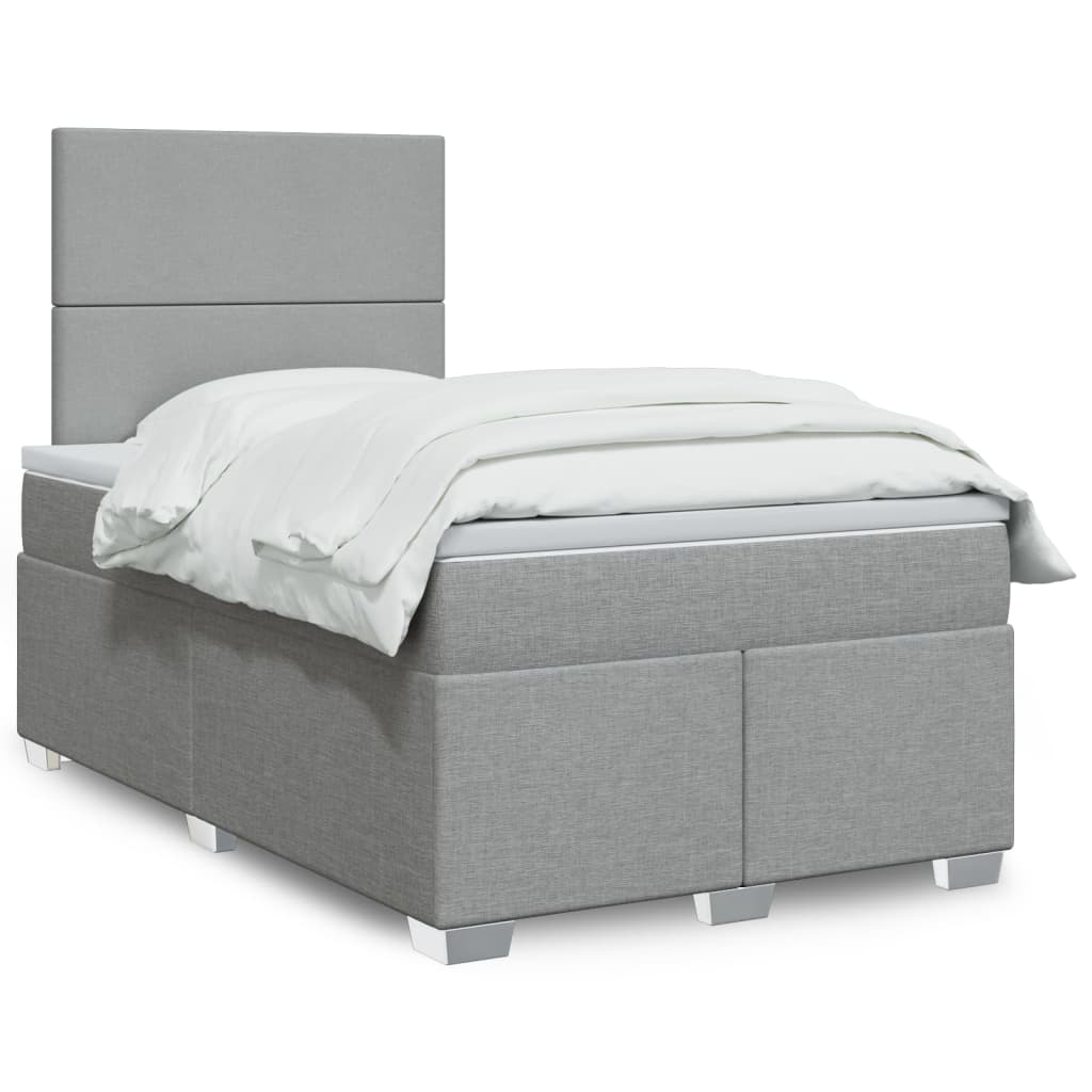 vidaXL Κρεβάτι Boxspring με Στρώμα Ανοιχτό Γκρι 120x190 εκ. Υφασμάτινο