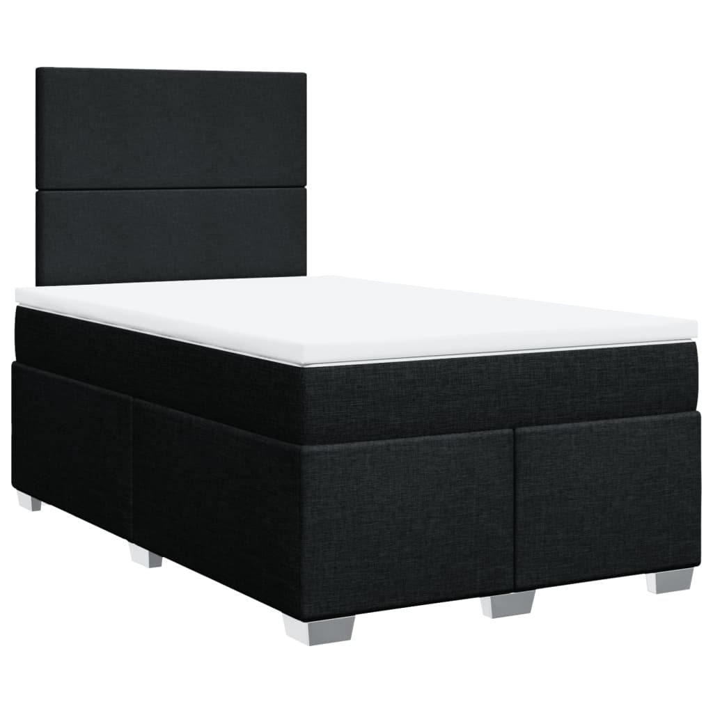 vidaXL Κρεβάτι Boxspring με Στρώμα Μαύρο 120x190 εκ. Υφασμάτινο