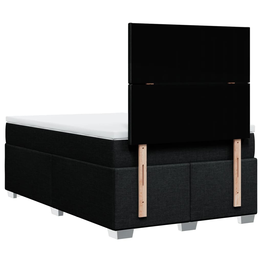vidaXL Κρεβάτι Boxspring με Στρώμα Μαύρο 120x190 εκ. Υφασμάτινο