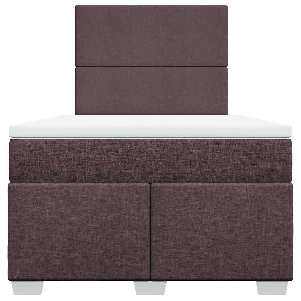 vidaXL Κρεβάτι Boxspring με Στρώμα Σκούρο Καφέ 120x190 εκ Υφασμάτινο