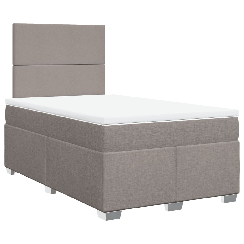 vidaXL Κρεβάτι Boxspring με Στρώμα Taupe 120x190 εκ. Υφασμάτινο