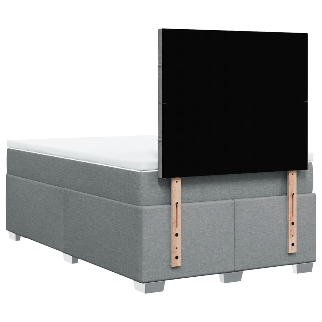 vidaXL Κρεβάτι Boxspring με Στρώμα Ανοιχτό Γκρι 120x190 εκ. Υφασμάτινο