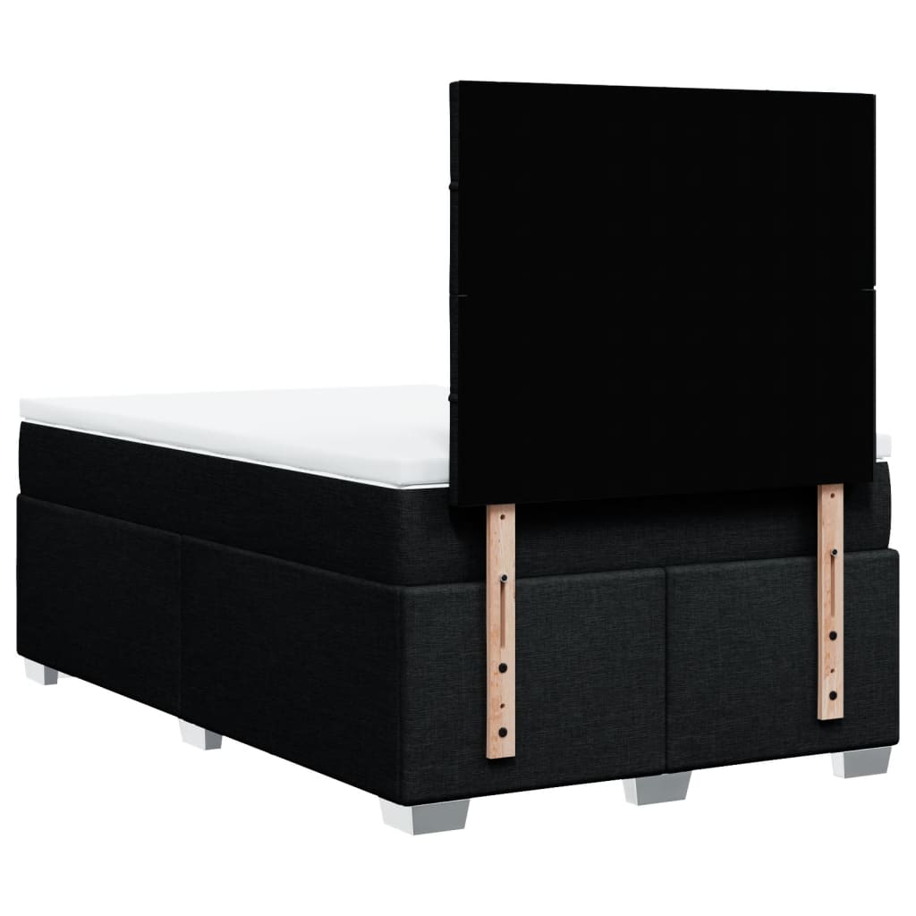 vidaXL Κρεβάτι Boxspring με Στρώμα Μαύρο 120x190 εκ. Υφασμάτινο