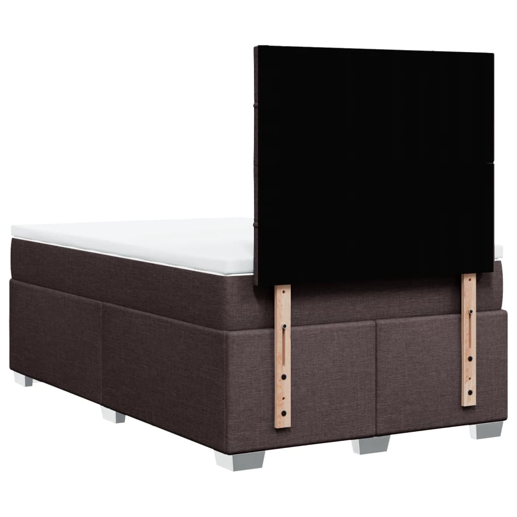 vidaXL Κρεβάτι Boxspring με Στρώμα Σκούρο Καφέ 120x190 εκ Υφασμάτινο