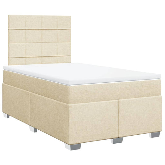vidaXL Κρεβάτι Boxspring με Στρώμα Κρεμ 120x190 εκ. Υφασμάτινο