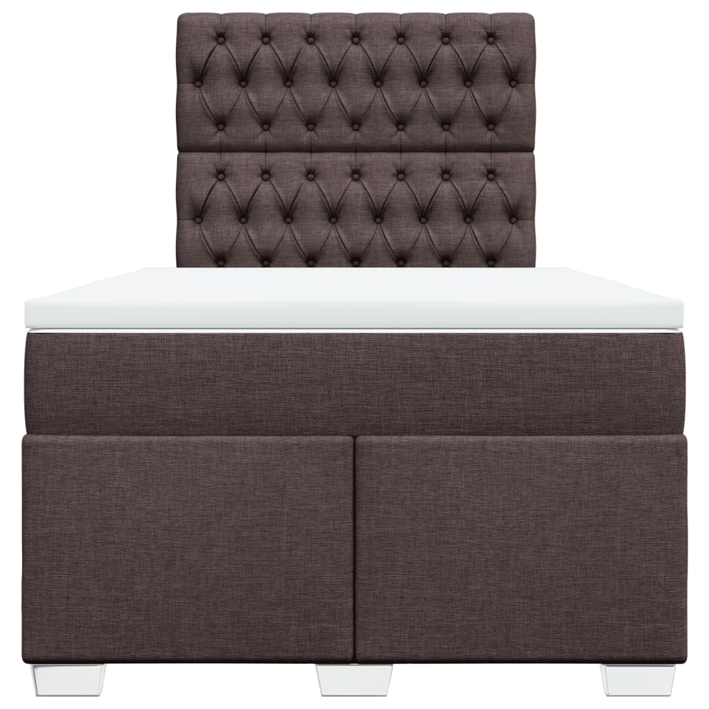 vidaXL Κρεβάτι Boxspring με Στρώμα Σκούρο Καφέ 120x190 εκ Υφασμάτινο