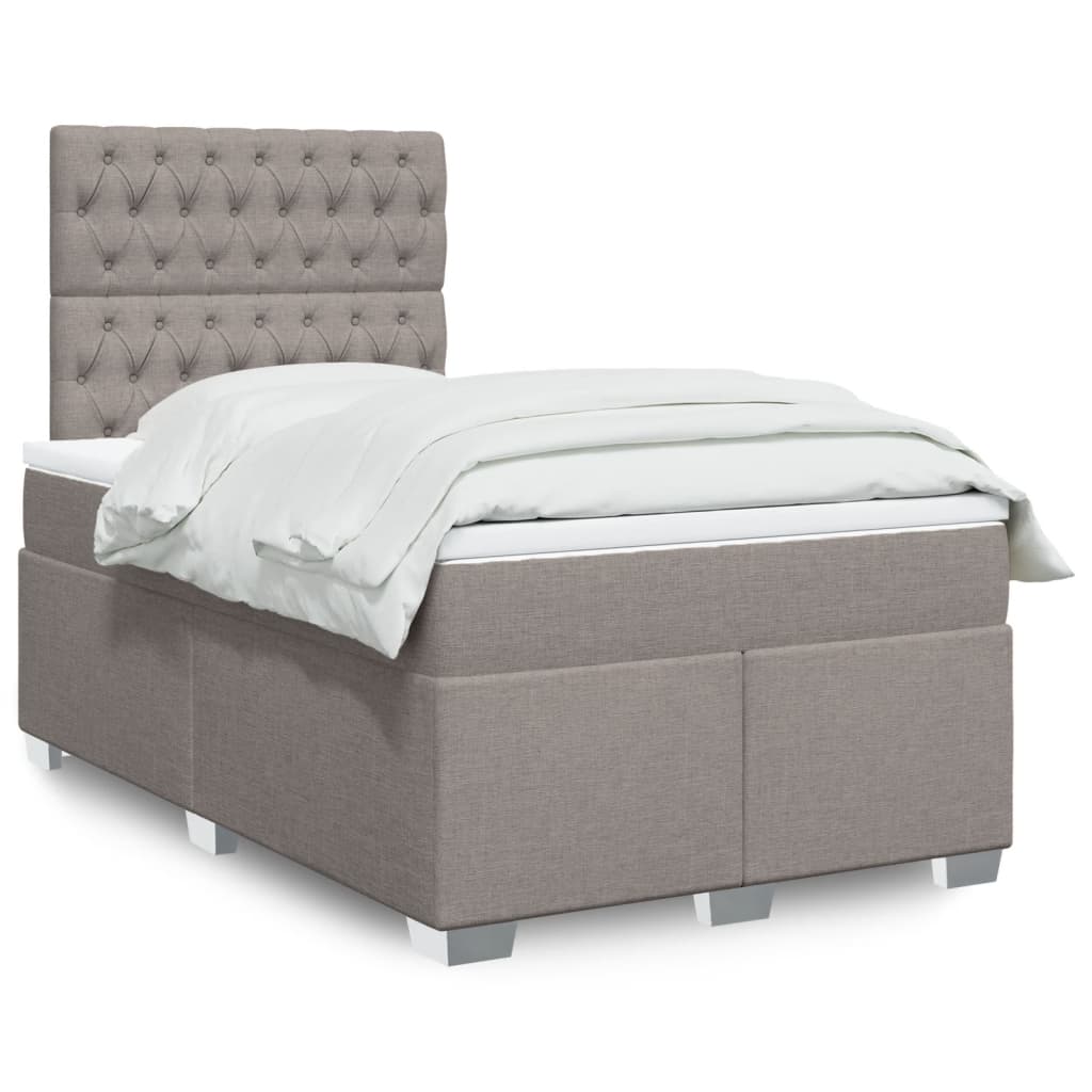 vidaXL Κρεβάτι Boxspring με Στρώμα Taupe 120x190 εκ. Υφασμάτινο