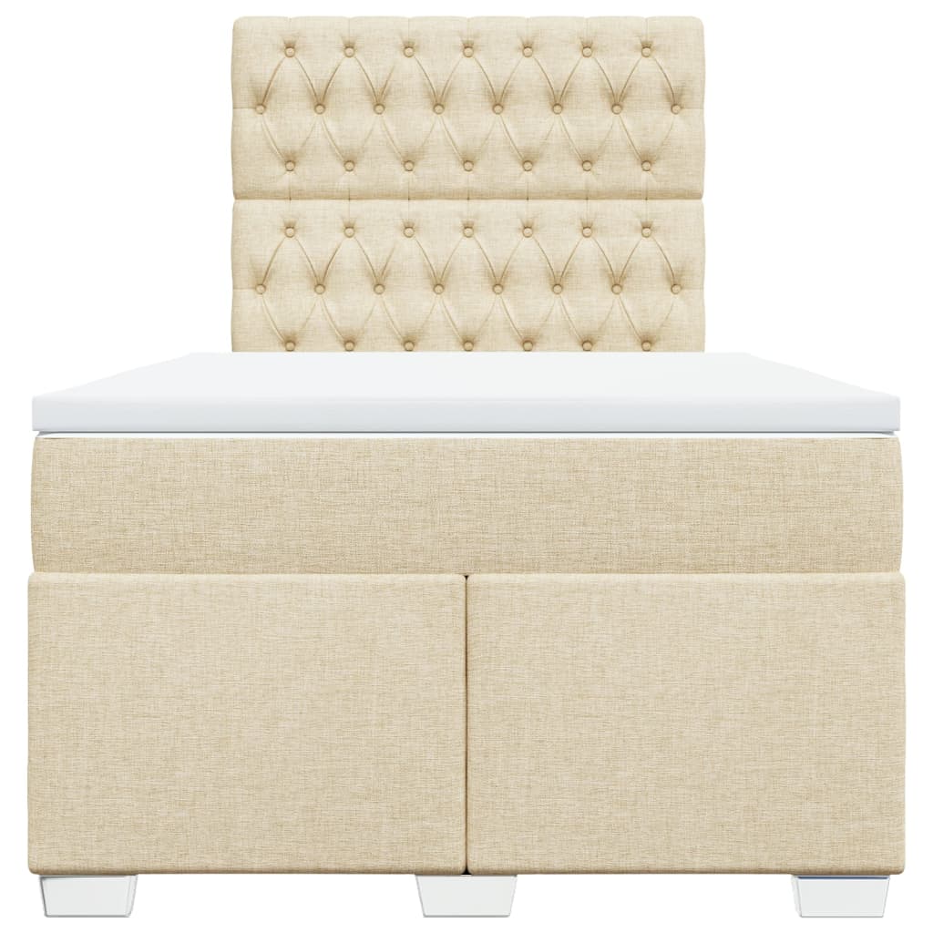 vidaXL Κρεβάτι Boxspring με Στρώμα Κρεμ 120x190 εκ. Υφασμάτινο