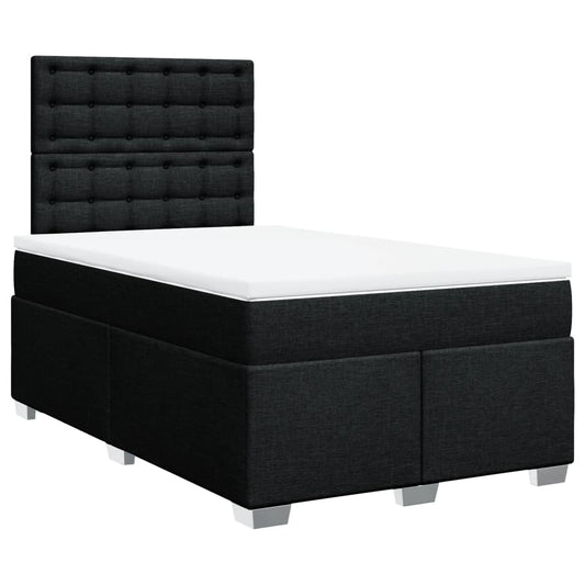 vidaXL Κρεβάτι Boxspring με Στρώμα Μαύρο 120x190 εκ. Υφασμάτινο