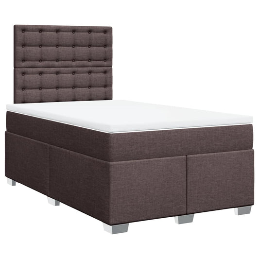vidaXL Κρεβάτι Boxspring με Στρώμα Σκούρο Καφέ 120x190 εκ Υφασμάτινο