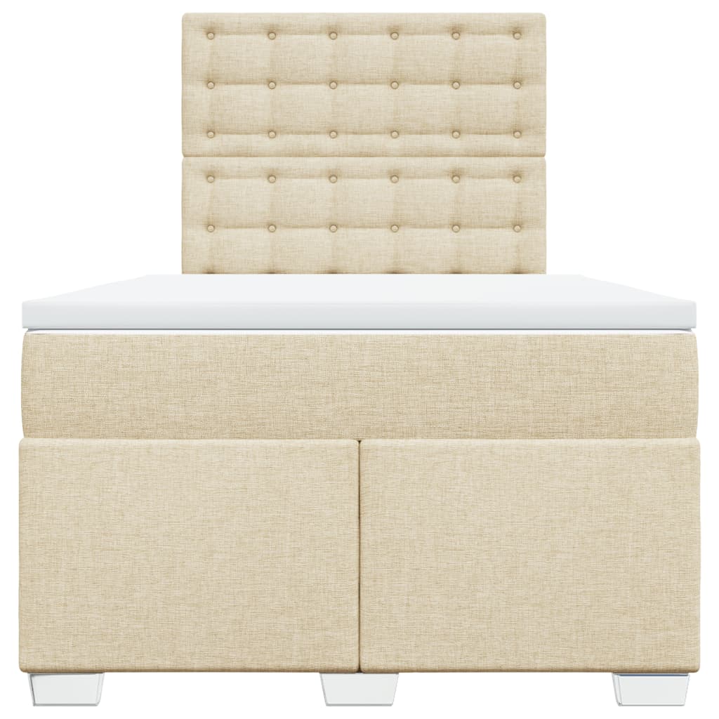 vidaXL Κρεβάτι Boxspring με Στρώμα Κρεμ 120x190 εκ. Υφασμάτινο