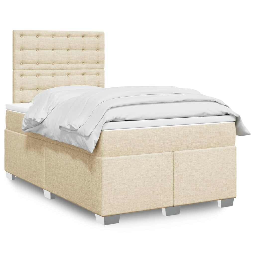 vidaXL Κρεβάτι Boxspring με Στρώμα Κρεμ 120x190 εκ. Υφασμάτινο