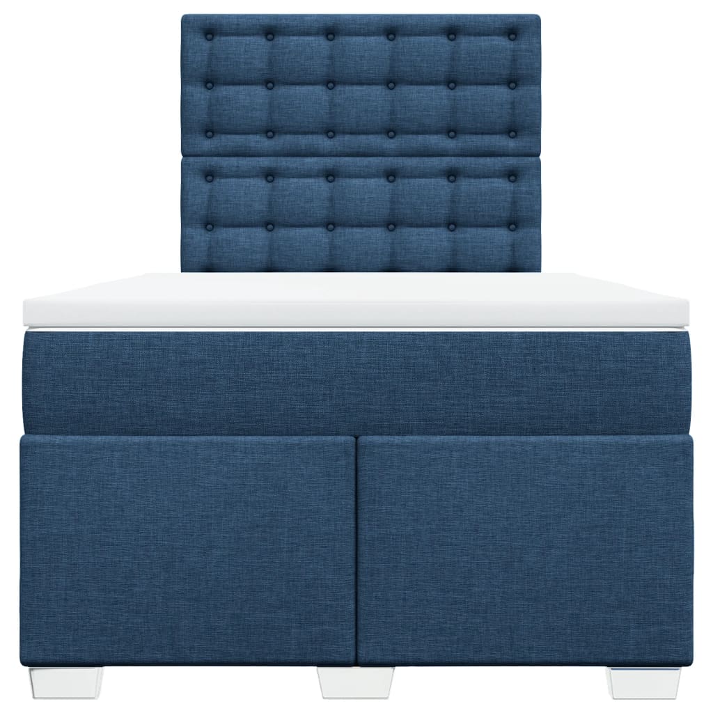 vidaXL Κρεβάτι Boxspring με Στρώμα Μπλε 120x190 εκ. Υφασμάτινο