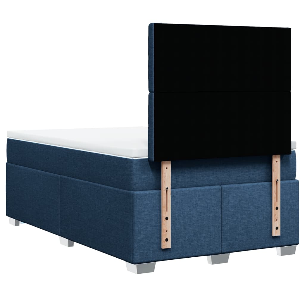 vidaXL Κρεβάτι Boxspring με Στρώμα Μπλε 120x190 εκ. Υφασμάτινο
