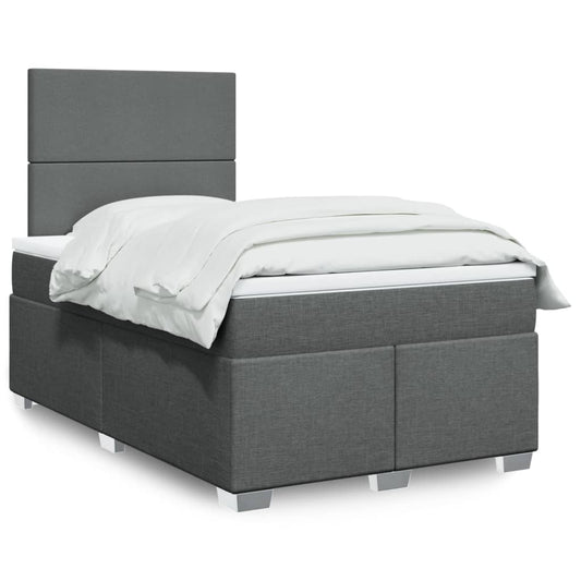 vidaXL Κρεβάτι Boxspring με Στρώμα Σκούρο Γκρι 120x200 εκ. Υφασμάτινο