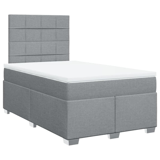 vidaXL Κρεβάτι Boxspring με Στρώμα Ανοιχτό Γκρι 120x200 εκ. Υφασμάτινο