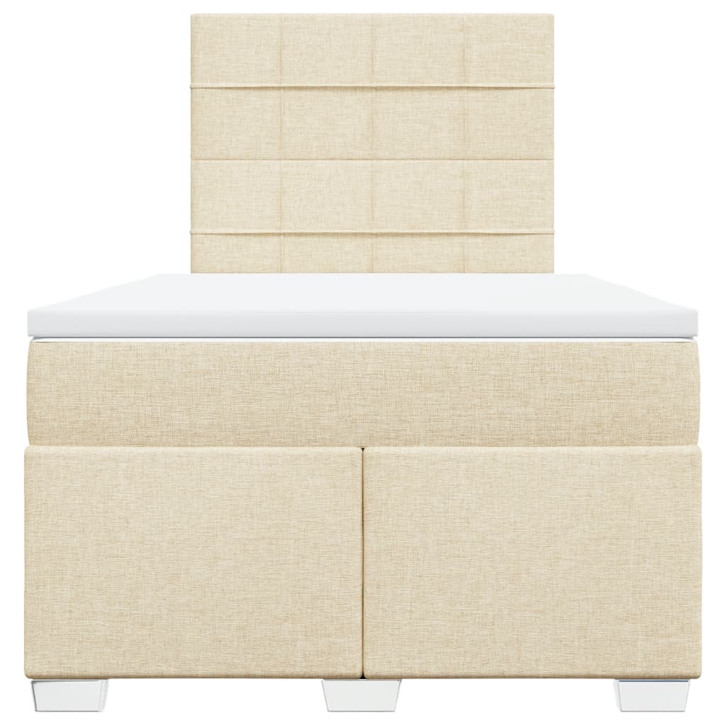 vidaXL Κρεβάτι Boxspring με Στρώμα Κρεμ 120x200 εκ. Υφασμάτινο