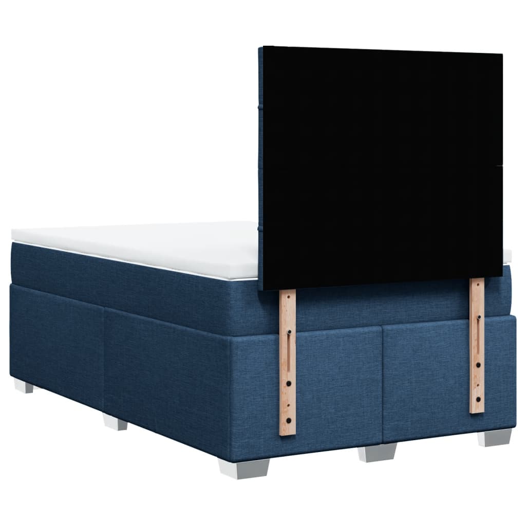 vidaXL Κρεβάτι Boxspring με Στρώμα Μπλε 120x200 εκ. Υφασμάτινο