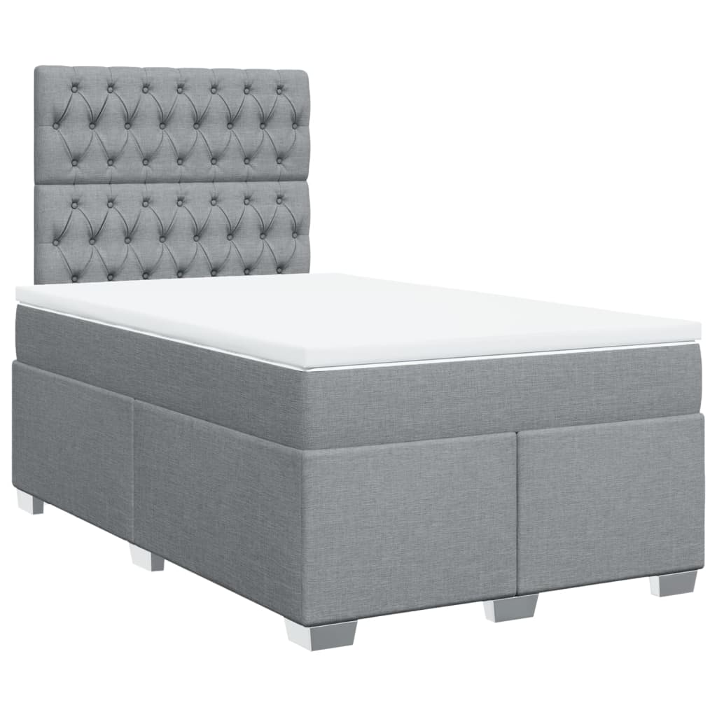 vidaXL Κρεβάτι Boxspring με Στρώμα Ανοιχτό Γκρι 120x200 εκ. Υφασμάτινο