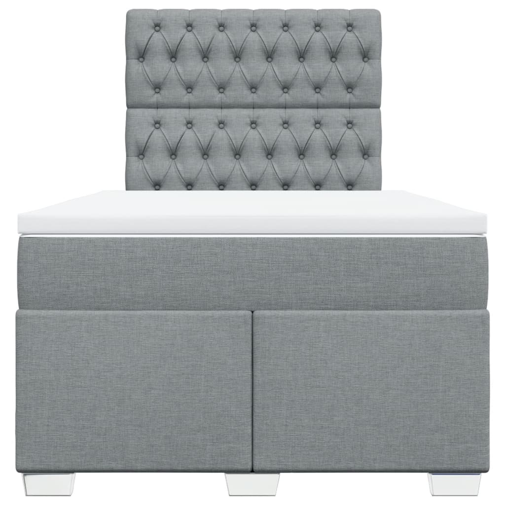 vidaXL Κρεβάτι Boxspring με Στρώμα Ανοιχτό Γκρι 120x200 εκ. Υφασμάτινο