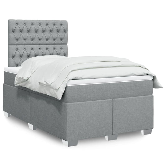 vidaXL Κρεβάτι Boxspring με Στρώμα Ανοιχτό Γκρι 120x200 εκ. Υφασμάτινο