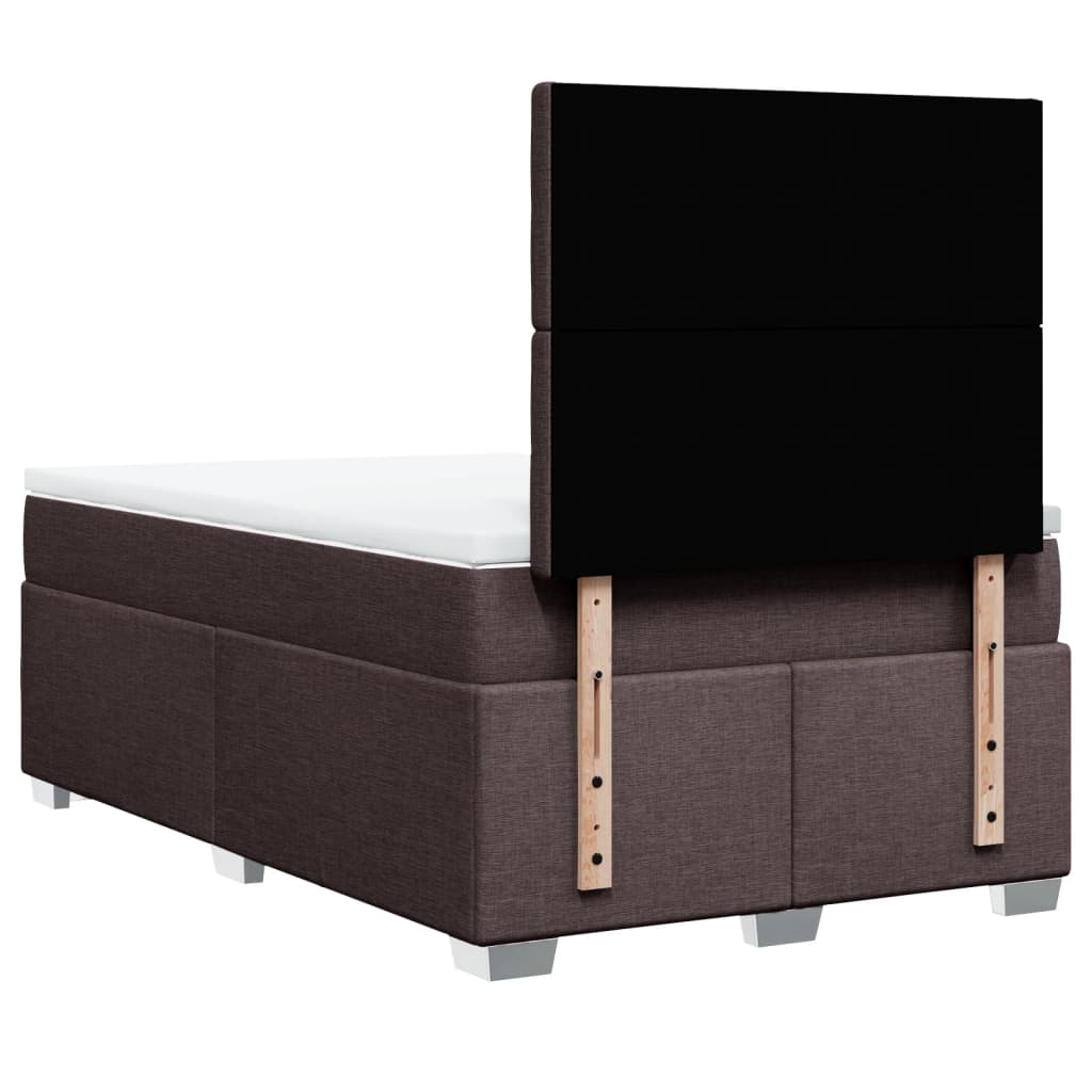 vidaXL Κρεβάτι Boxspring με Στρώμα Σκούρο Καφέ 120x200 εκ. Υφασμάτινο