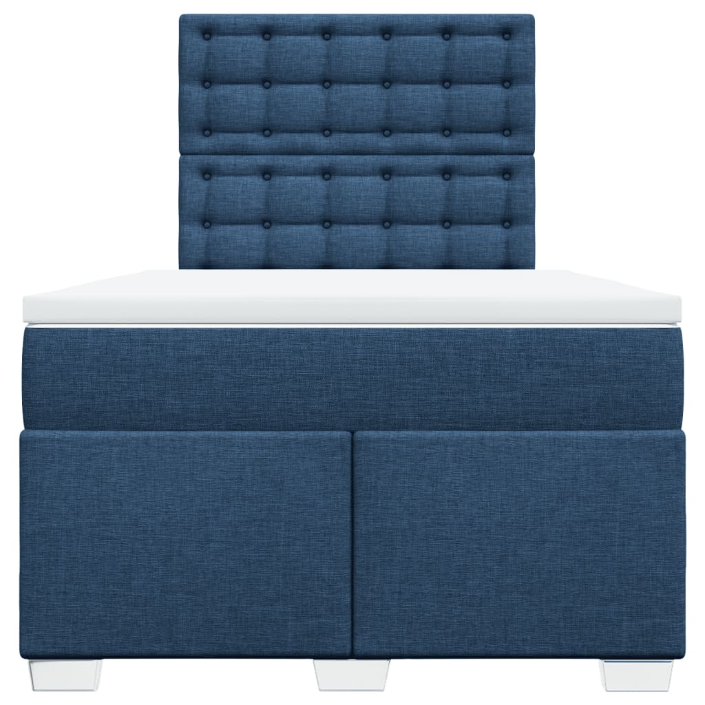 vidaXL Κρεβάτι Boxspring με Στρώμα Μπλε 120x200 εκ. Υφασμάτινο