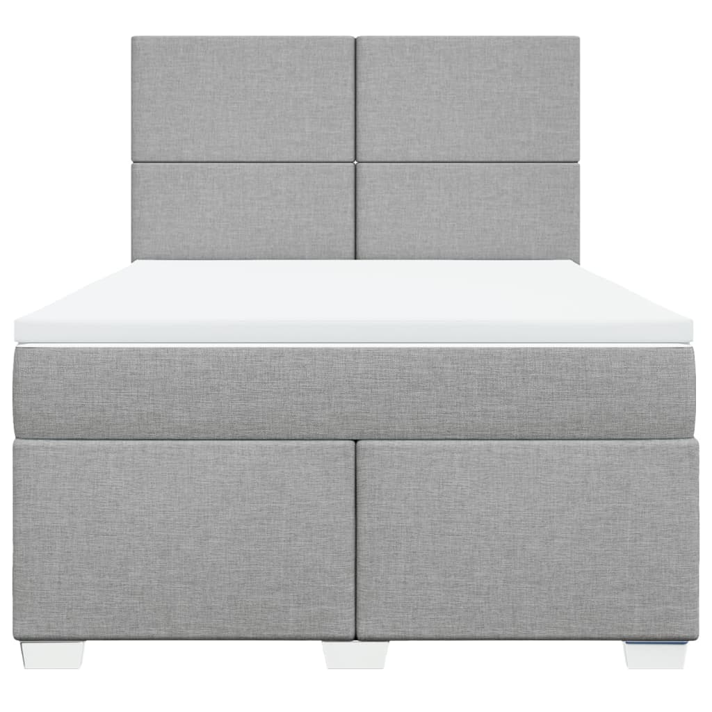 vidaXL Κρεβάτι Boxspring με Στρώμα Ανοιχτό Γκρι 140x190 εκ. Υφασμάτινο