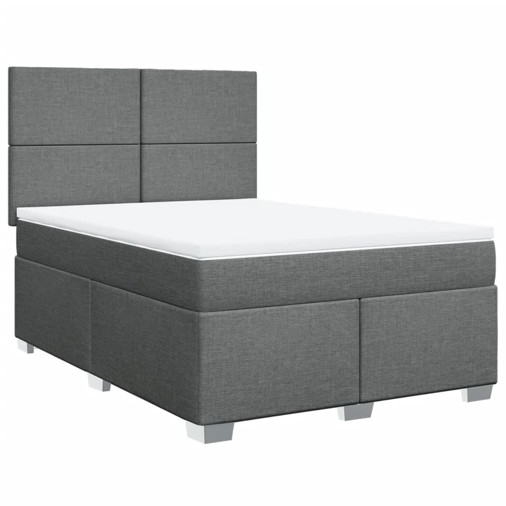 vidaXL Κρεβάτι Boxspring με Στρώμα Σκούρο Γκρι 140x190 εκ. Υφασμάτινο