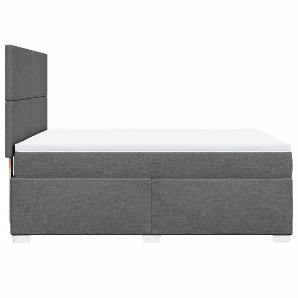 vidaXL Κρεβάτι Boxspring με Στρώμα Σκούρο Γκρι 140x190 εκ. Υφασμάτινο