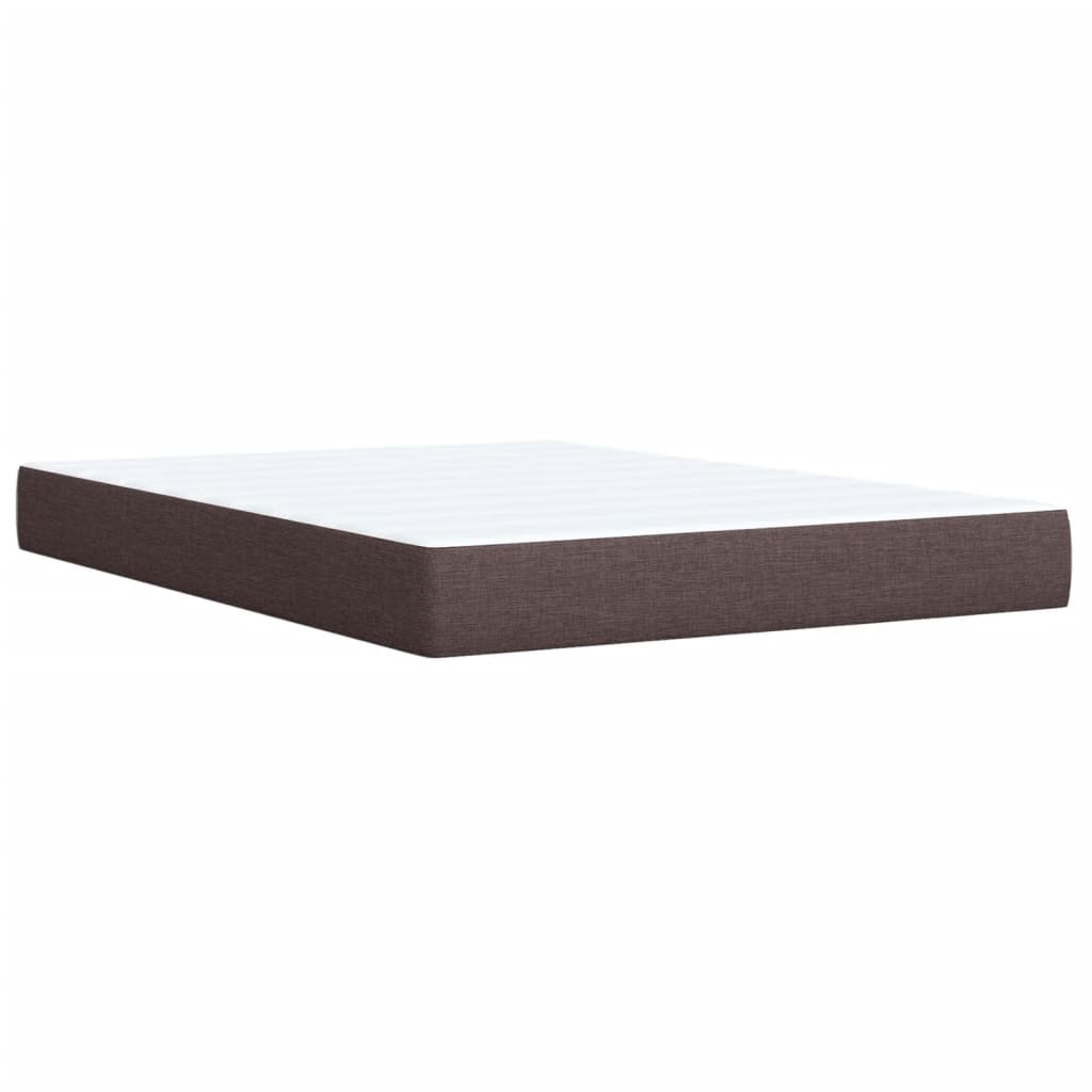 vidaXL Κρεβάτι Boxspring με Στρώμα Σκούρο Καφέ 140x190 εκ. Υφασμάτινο