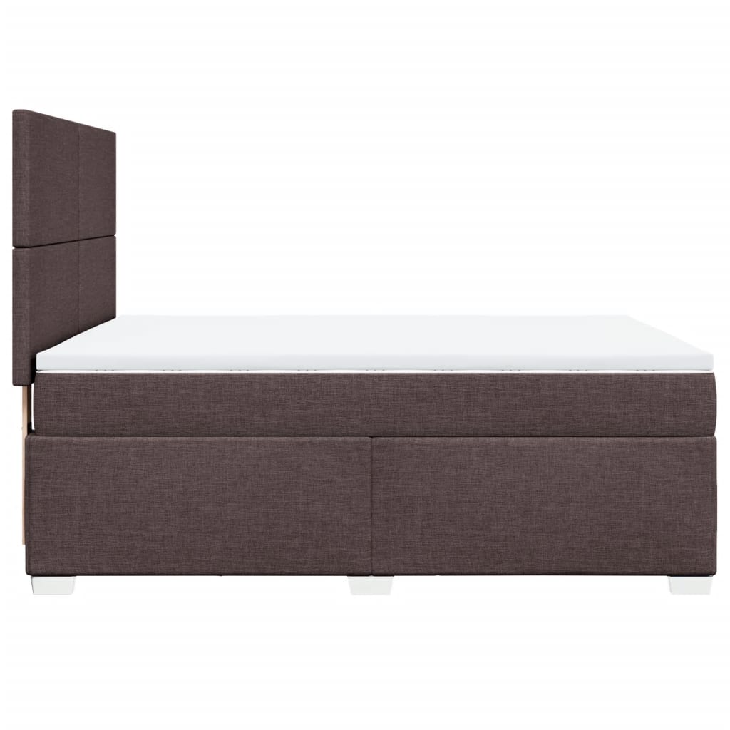 vidaXL Κρεβάτι Boxspring με Στρώμα Σκούρο Καφέ 140x190 εκ. Υφασμάτινο