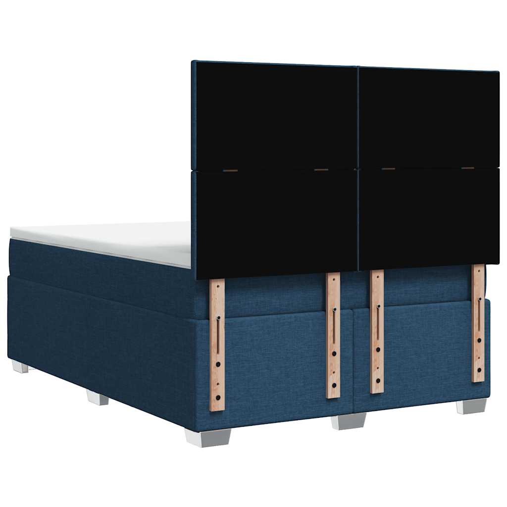 vidaXL Κρεβάτι Boxspring με Στρώμα Μπλε 140x190 εκ. Υφασμάτινο