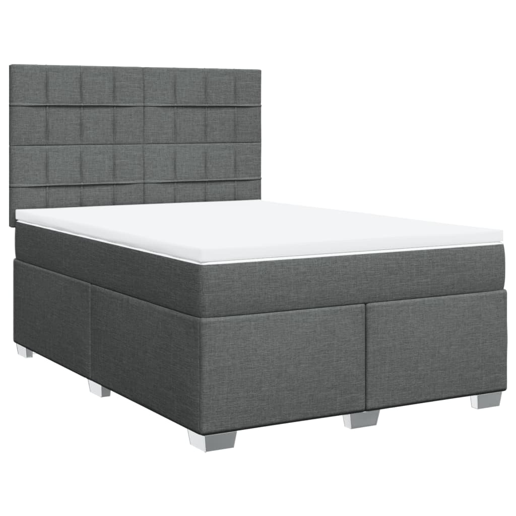 vidaXL Κρεβάτι Boxspring με Στρώμα Σκούρο Γκρι 140x190 εκ. Υφασμάτινο